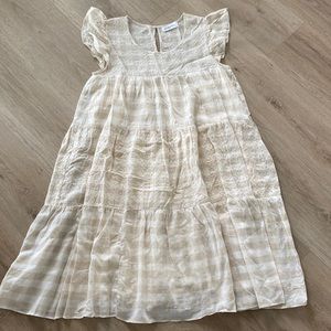 Carly Jean Los Angeles Gingham Tiered Eyelet Dress